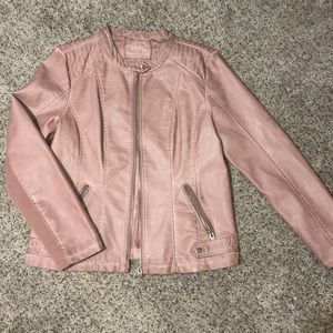 Blush pink faux leather jacket